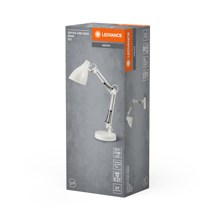 Lampa Stołowa Oprawa Biurkowa Stojąca Regulowana E27 Biały USB-C Office Line Ledvance