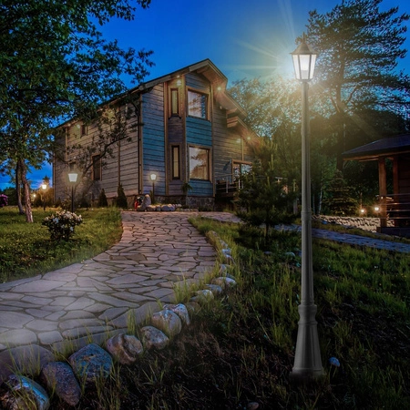 Lampa Ogrodowa Stojąca LED Słupek 229cm E27 Latarnia Zewnętrzna Dekoracyjna