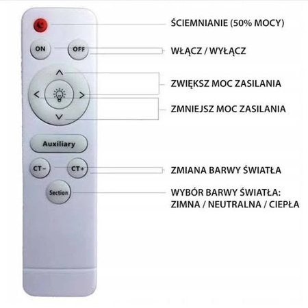 PLAFON LED ŚCIEMNIALNY Oprawa Lampa Sufitowa Ścienna CRUZ 40W 2000lm IP20 + PILOT CCT