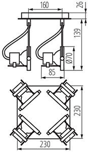 Oprawa Lampa Sufitowa SONDA 4x GU10 CHROM MAT Kanlux