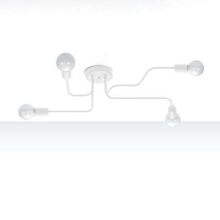 Lampa Sufitowa Oprawa Natynkowa Wisząca Zwis 4x E27 Żyrandol Nieregularna Biała Industrialna Vector Sollux