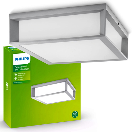 Lampa Ogrodowa Zewnętrzna Plafon 2x E27 IP44 Szara Skies Philips