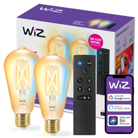 2x Żarówka LED E27 Edison ST64 7W = 50W 640lm 2000-5000K TW FILAMENT Bursztynowa Inteligentna SMART WiFi Bluetooth Aplikacja WiZ + Pilot Sterujący