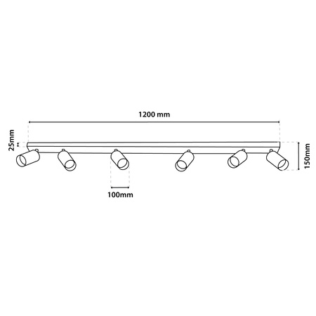 Lampa Sufitowa SPOT TUBA Reflektor Oprawa Halogenowa 6x GU10 TABULA LUMILED