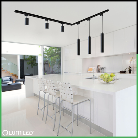 Zestaw Szyna Oświetleniowa Szynoprzewód 3m + 6x Reflektor Szynowy GU10 + Łącznik Kątowy Czarny LUMILED