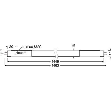 Świetlówka LED G5 T5 37W = 80W 5600lm 6500K Zimna 190° 150cm SubstiTUBE TUBE Osram