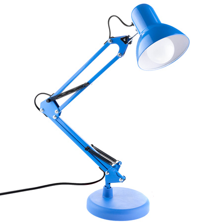 Lampka Biurkowa Kreślarska Stołowa E27 TOBI Niebieska Lumiled + uchwyt na blat