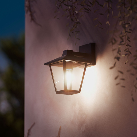 Kinkiet Ogrodowy Lampa Elewacyjna Zewnętrzna LATARNIA E27 IP44 Czarna Kinno Philips