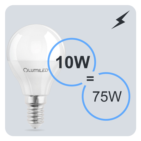 Żarówka LED E14 Kulka P45 10W = 75W 1055lm 3000K Ciepła 180° LUMILED
