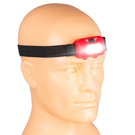 Latarka Czołowa Bateryjna Czerwona COB IP44 150lm VA0118 Vayox