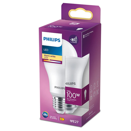 Żarówka LED E27 A60 13W = 100W 1521lm 2700K Ciepła Biała PHILIPS