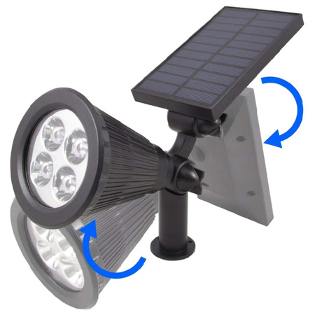 Lampa Ogrodowa LED Solarna Wbijana Reflektor 2W Zimna IP65 czujnik zmierzchu