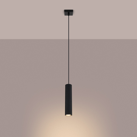 Lampa Wisząca Sufitowa Zwis Tuba Spot 1x GU10 Czarna Karbon Deep Space SL.1573 Sollux