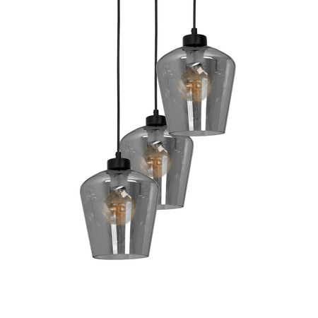 Lampa wisząca SANTIAGO 3xE27 Klosz Przydymione Szkło MLP6612 Metal + Szkło