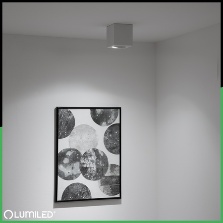 Oprawa Natynkowa HALOGENOWA Spot Tuba Ruchoma GU10 Kwadratowa Biała 84mm AMAT-M LUMILED