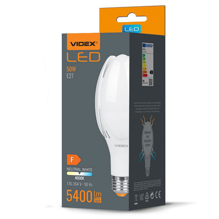 Żarówka LED E27 A108 50W 5400lm 4000K Neutralna 330° Videx