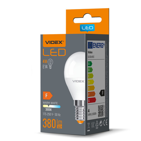 Żarówka LED E14 G45 Kulka 4W = 33W 380lm 3000K Ciepła 240° Videx