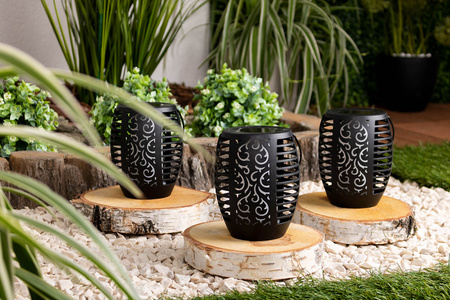 Lampa Solarna Ogrodowa LED Wisząca LATARENKA Płomień IP44 1700K Czujnik Zmierzchu