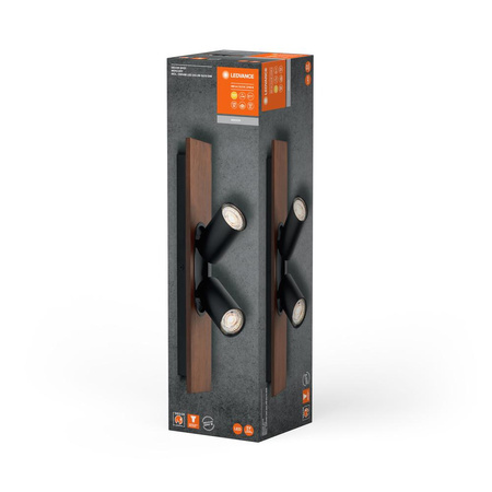 Lampa LED Ścienna Sufitowa Kinkiet Oprawa Natynkowa 6.8W 460lm 3000K Ciepła Ściemnialna Dekoracyjna Brązowy Czarny Spot Mercury Ledvance