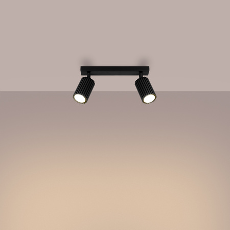 Lampa Sufitowa Reflektor Tuba Spot 2x GU10 Czarna Karbon Deep Space SL.1580 Sollux