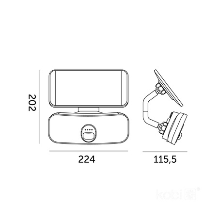 Naświetlacz LED Solarny Zewnętrzny Ogrodowy 13W 1400lm 4000K Neutralny 120° z Czujnikiem Ruchu i Zmierzchu IP65 IK03 Czarny Phoenix Kobi