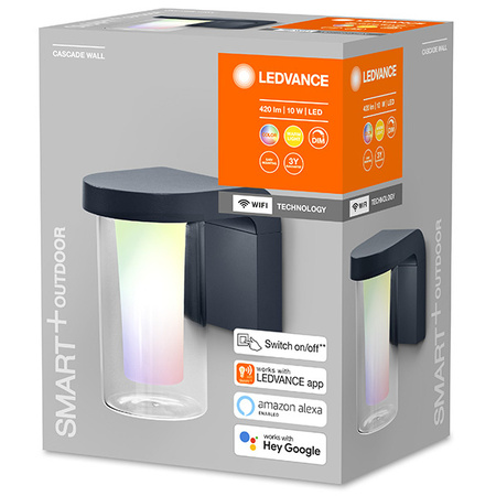 Kinkiet elewacyjny LED INTELIGENTNY 10W 420 lm ciepła barwa światła + RGB SMART+ WiFi CASCADE LEDVANCE