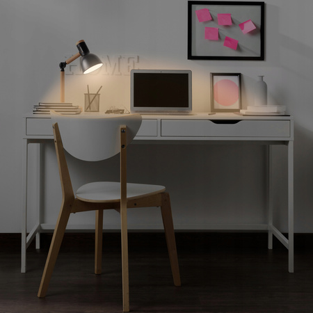 Lampka Biurkowa Stołowa Regulowana E27 Szkolna Nocna Włącznik On/Off Czarna Brązowa Woody Masterled