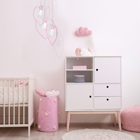 Lampa wisząca AMORE 3xE27 Serce Dziewczęca Delikatna Róż MLP9954 Milagro Metal