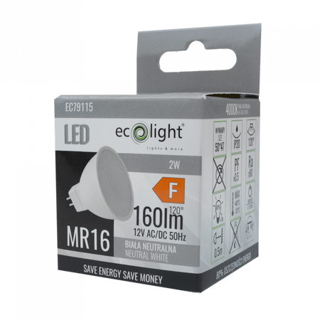 Żarówka LED Reflektor MR16 GU5.3 2W 160lm 4000K Neutralna 12V Ecolight