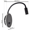 Lampka nocna ścienna LED USB czarna 8W +2W MiLAGRO BASE