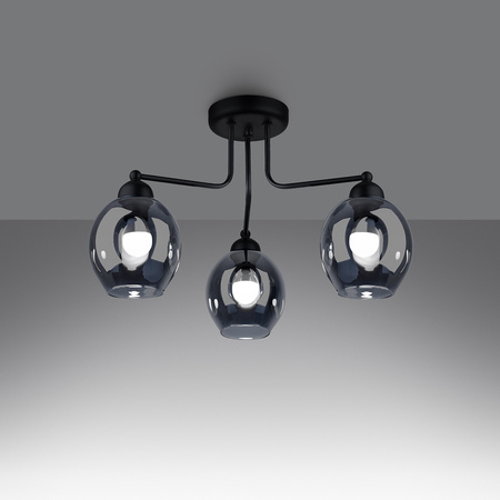 Lampa Sufitowa Wisząca Zwis 3x E27 Żyrandol Owalna Czarna Nowoczesna Fillan Sollux