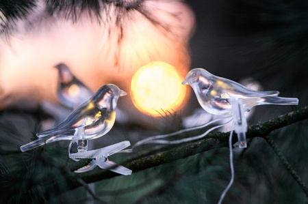 Girlanda Solarna Ogrodowa Łańcuch Świetlny Ptaki Na Klips 3,2m IP44 Ciepła