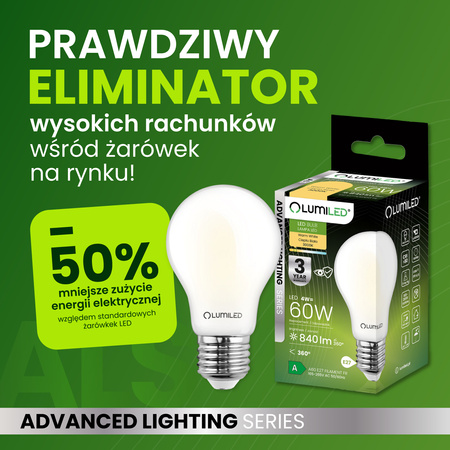 6x Żarówka LED E27 A60 4W = 60W 840lm 3000K Ciepła 360° FILAMENT LUMILED