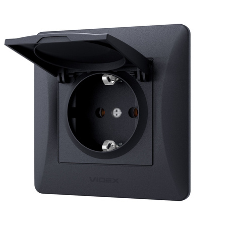 Gniazdko Pojedynczne Kontakt 16A Natynkowy Czarny BINERA VIDEX