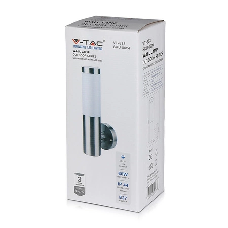 Lampa Ogrodowa Oprawa Elewacyjna Kinkiet E27 Mleczny klosz VT-833 V-TAC