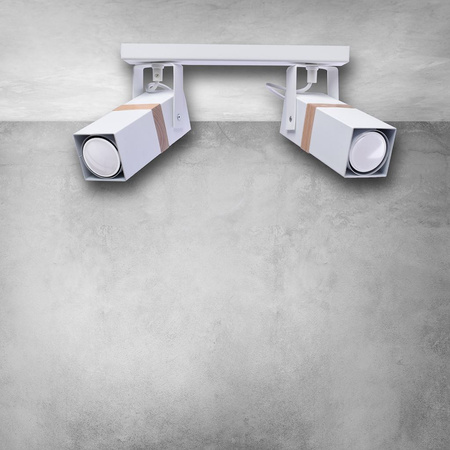 Lampa sufitowa w stylu skandynawskim loft biała MiLAGRO VIDAR 2x GU10 Metal + drewno