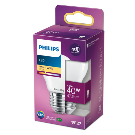 Żarówka LED E27 P45 4,3W = 40W 470lm 2700K Ciepła PHILIPS