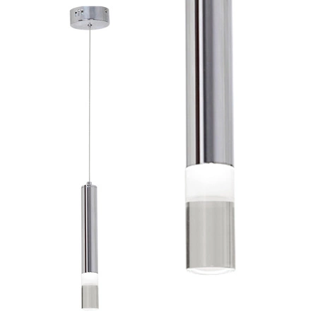 Lampa wisząca LED Tuba Zwis Chrom ICE 5W 4000K IP20 Metal i akryl Milagro