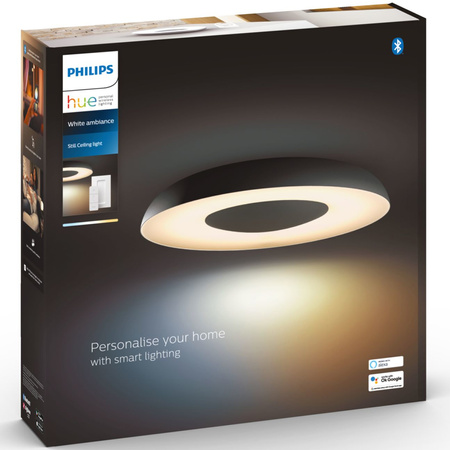 Lampa Sufitowa Plafon LED STILL Czarny 22,5W CCT PHILIPS HUE Bluetooth Zigbee + Przełącznik Dimmer Switch