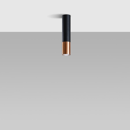 Lampa Sufitowa Oprawa Natynkowa SPOT TUBA GU10 Tubularna Czarna Miedź Nowoczesna Loopez Sollux