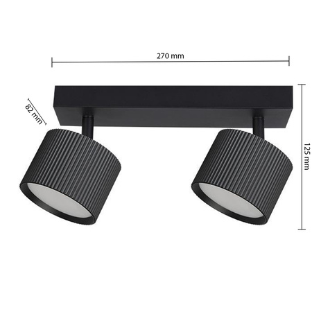 Lampa Sufitowa Spot Tuba Reflektor Oprawa Halogenowa 2x GX53 Ruchomy Czarny Orbin Masterled