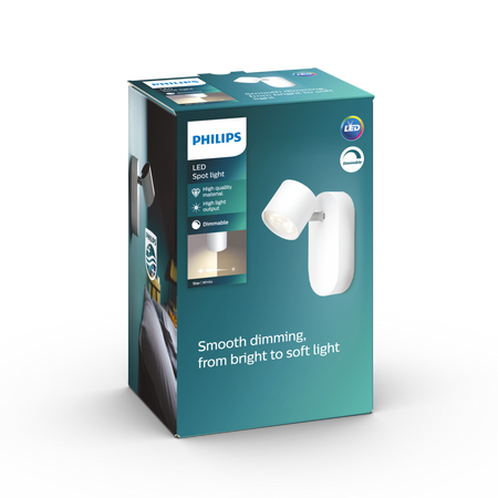 Lampa Ścienna Kinkiet LED 4.5W 500lm 2700K Biała Star Philips