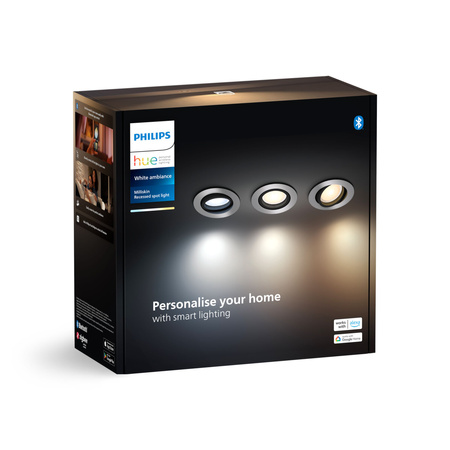 3x Oprawa Podtynkowa Wpuszczana LED 4.2W 400lm IP20 White Ambiance TW Aluminium Inteligentna SMART Zigbee Bluetooth Milliskin Philips HUE