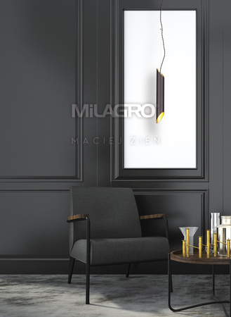 Lampa wisząca LIBRA 1xE14 Owalna Ścięte Końce Czerń Złoto MZ5009 Milagro by Maciej Zień Mosiądz