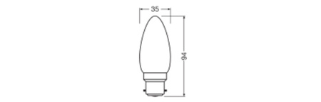 Żarówka LED B35 B22d 3.4W = 40W 470lm 2700K Ciepła Ściemnialna 320° Performance Class Ledvance