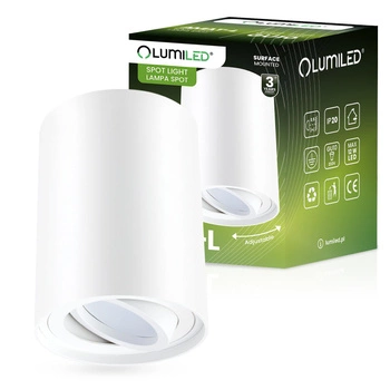 Oprawa Natynkowa HALOGENOWA Spot Tuba Ruchoma GU10 Okrągła Biała 115mm AMAT-L LUMILED