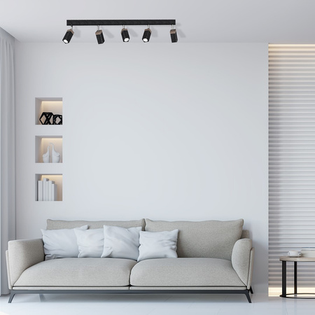 Lampa Sufitowa SOLO SAWN Czarna Patyna Drewniana 5x mini GU10 Milagro