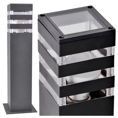SŁUPEK ogrodowy lampa oprawa stojąca LED E27 TEKSAS grafit 44cm GOLDLUX (Polux)