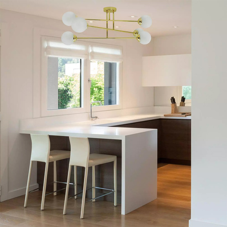 Lampa Wisząca Sufitowa 6xE27 Żyrandol GOLD PALLE Szklane Klosze