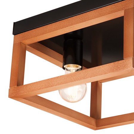 Lampa Sufitowa VILLY 2xE27 Czarna Drewniana LM - 2.175 Lamkur